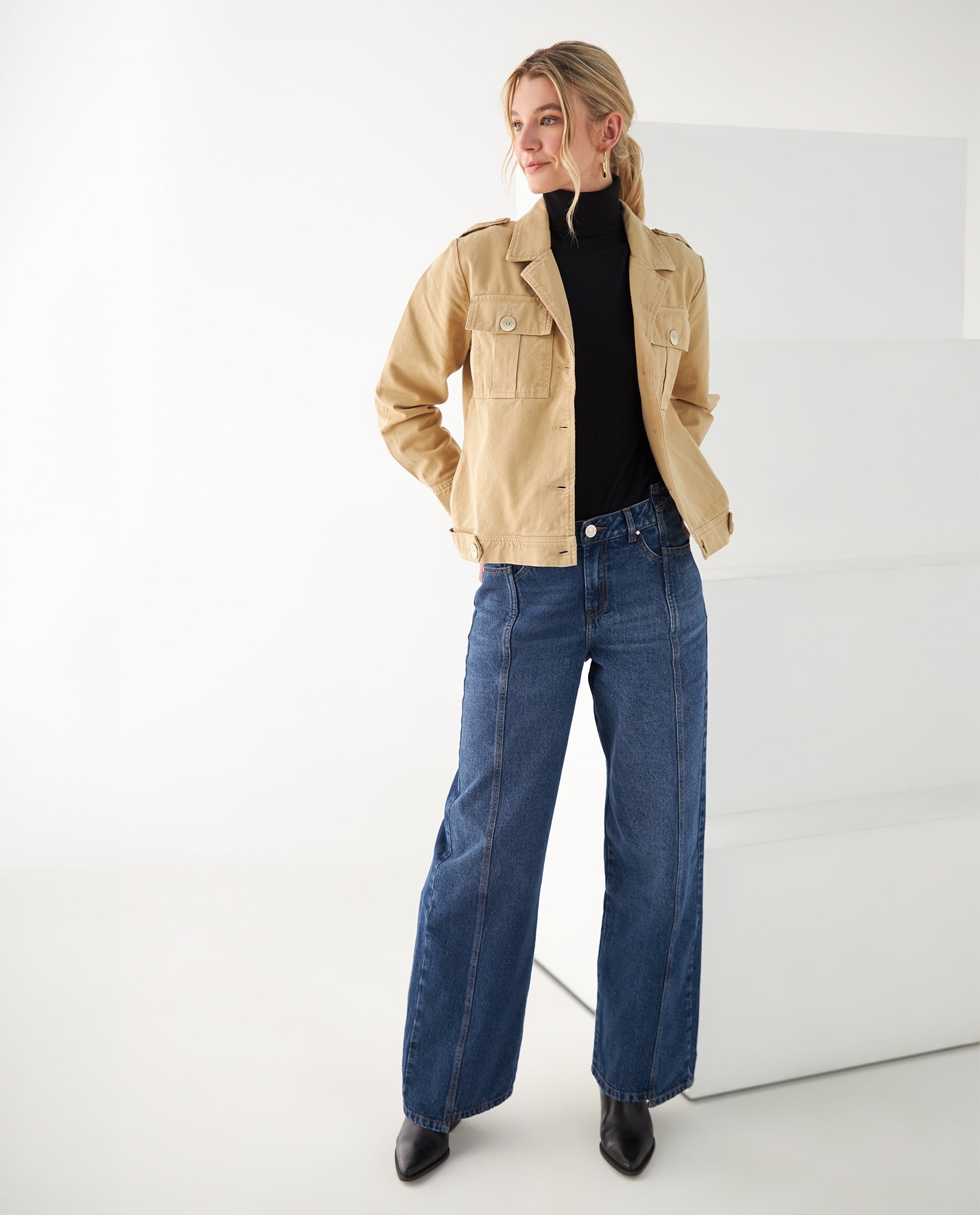 Chaqueta de diseño abierto para mujer - Caqui 34_622F001_CAQ150309_5