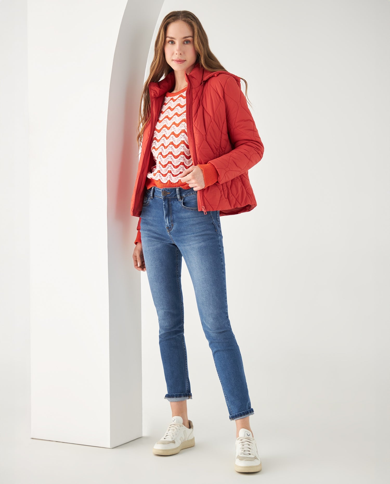 Chaqueta con capucha removible para mujer - Rosa