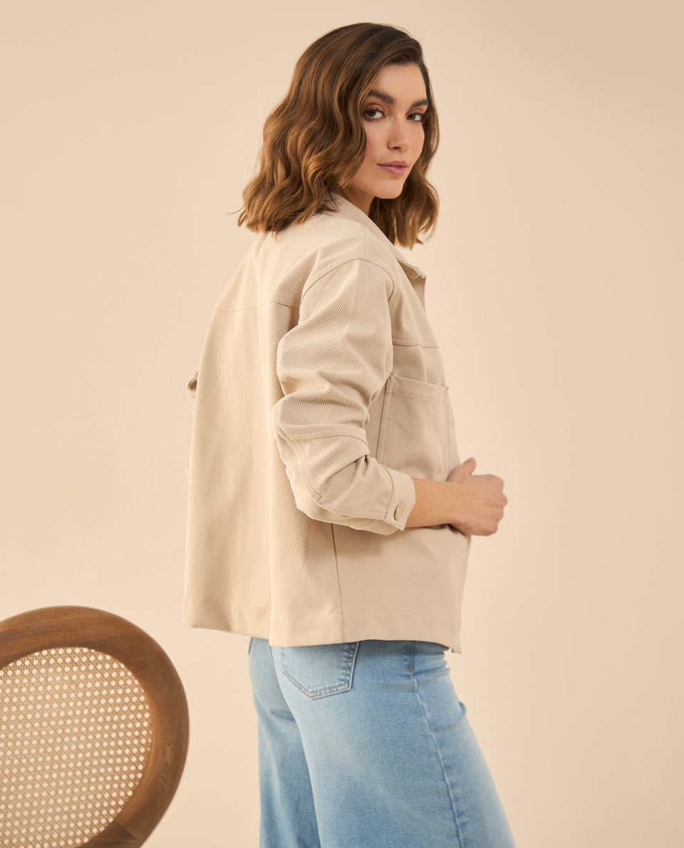 Chaquetas con cortes decorativos para mujer - Beige 34_622G001_BEI161105_4