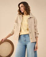 Chaquetas con cortes decorativos para mujer - Beige 34_622G001_BEI161105_7
