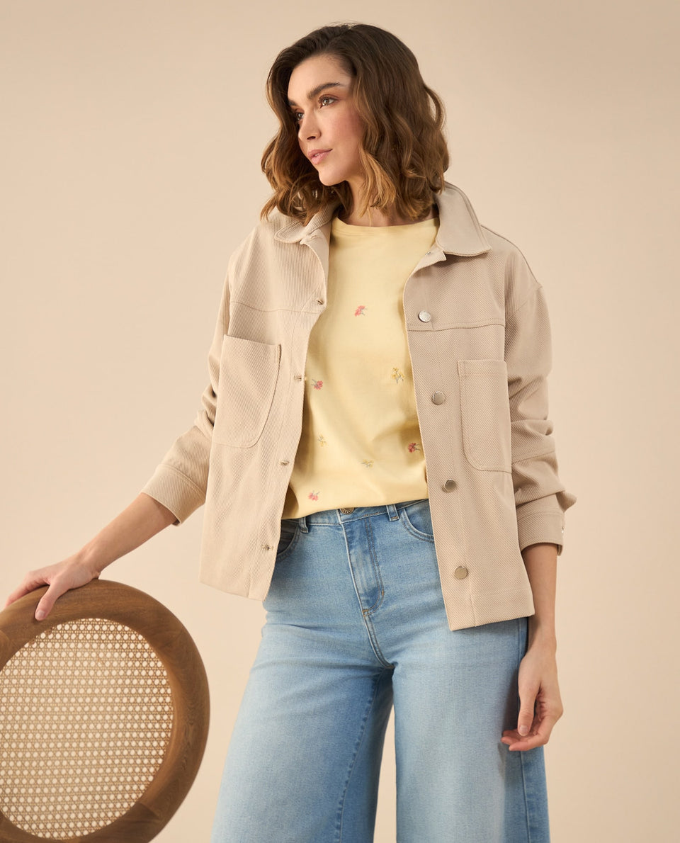 Chaquetas con cortes decorativos para mujer - Beige 34_622G001_BEI161105_7