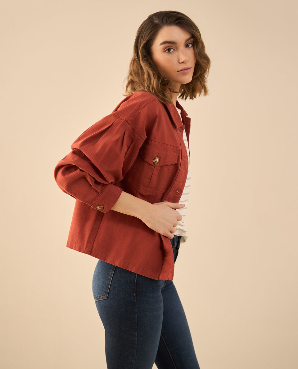 Chaqueta cuello clásico para mujer - Rojo 34_622G002_ROJ191536_5