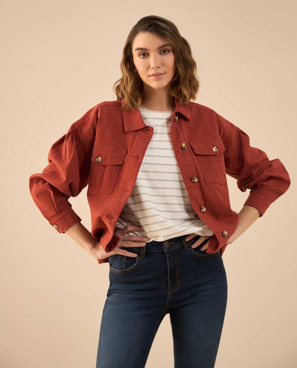 Chaqueta cuello clásico para mujer - Rojo 34_622G002_ROJ191536_7
