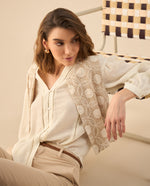 Chaqueta tipo chaleco para mujer - Beige