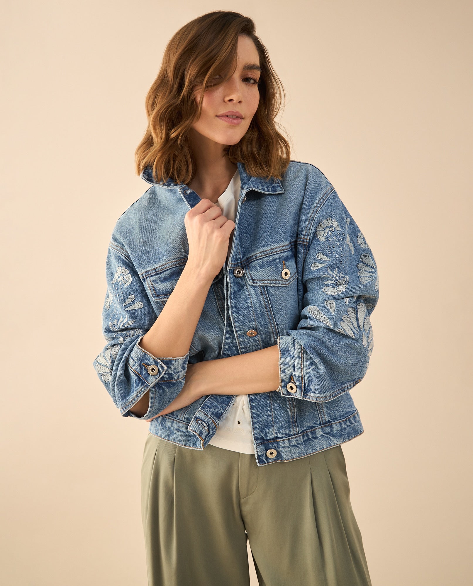 Chaqueta en denim tono medio para mujer - Azul 34_622G100_AZU174015_0