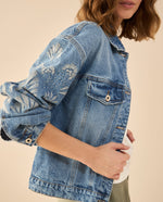 Chaqueta en denim tono medio para mujer - Azul