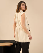 Chaleco tipo gamuza para mujer - Beige