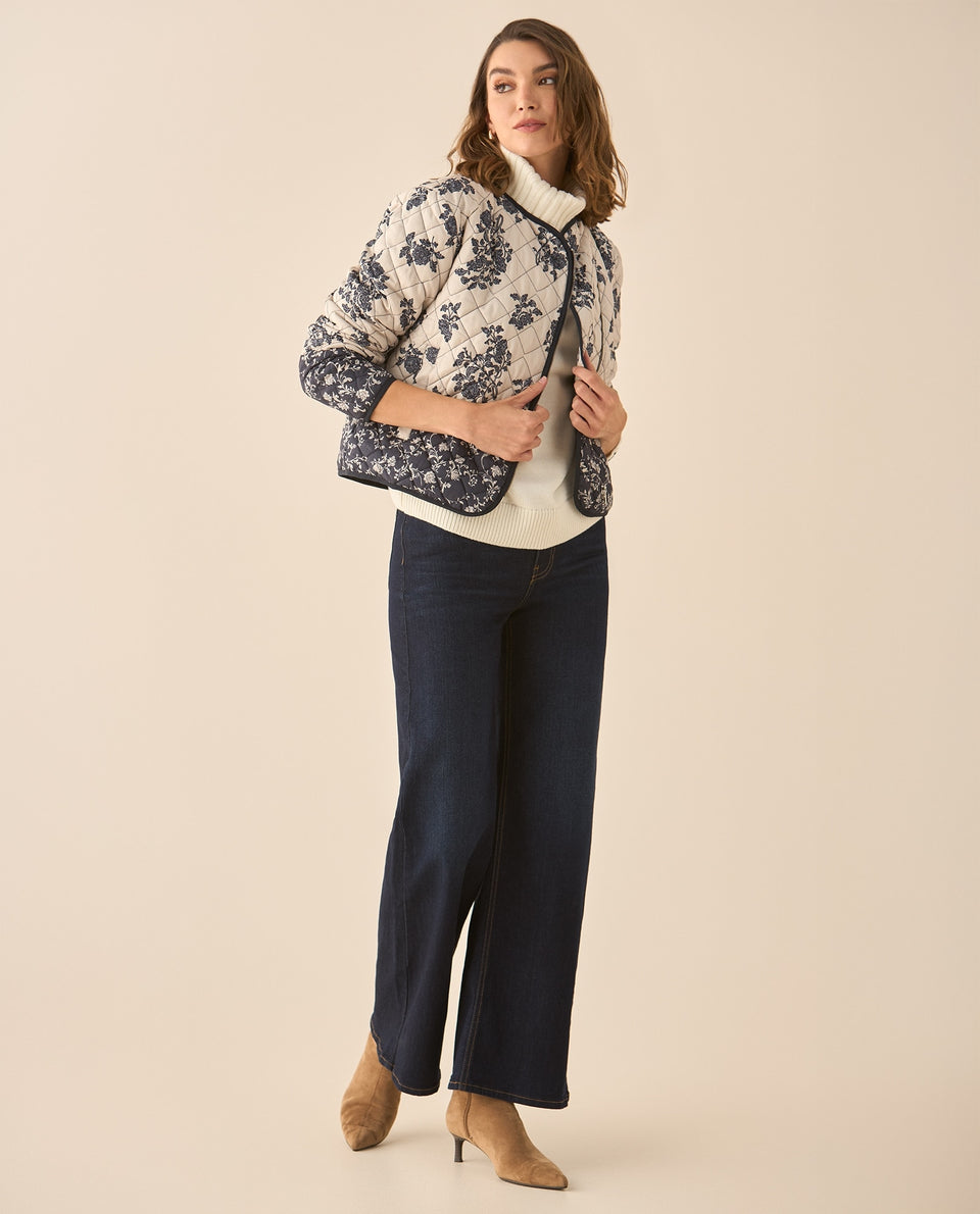 Chaqueta tipo abullonada con estampado de flores para mujer - Azul 34_622G209_AZU184022_7