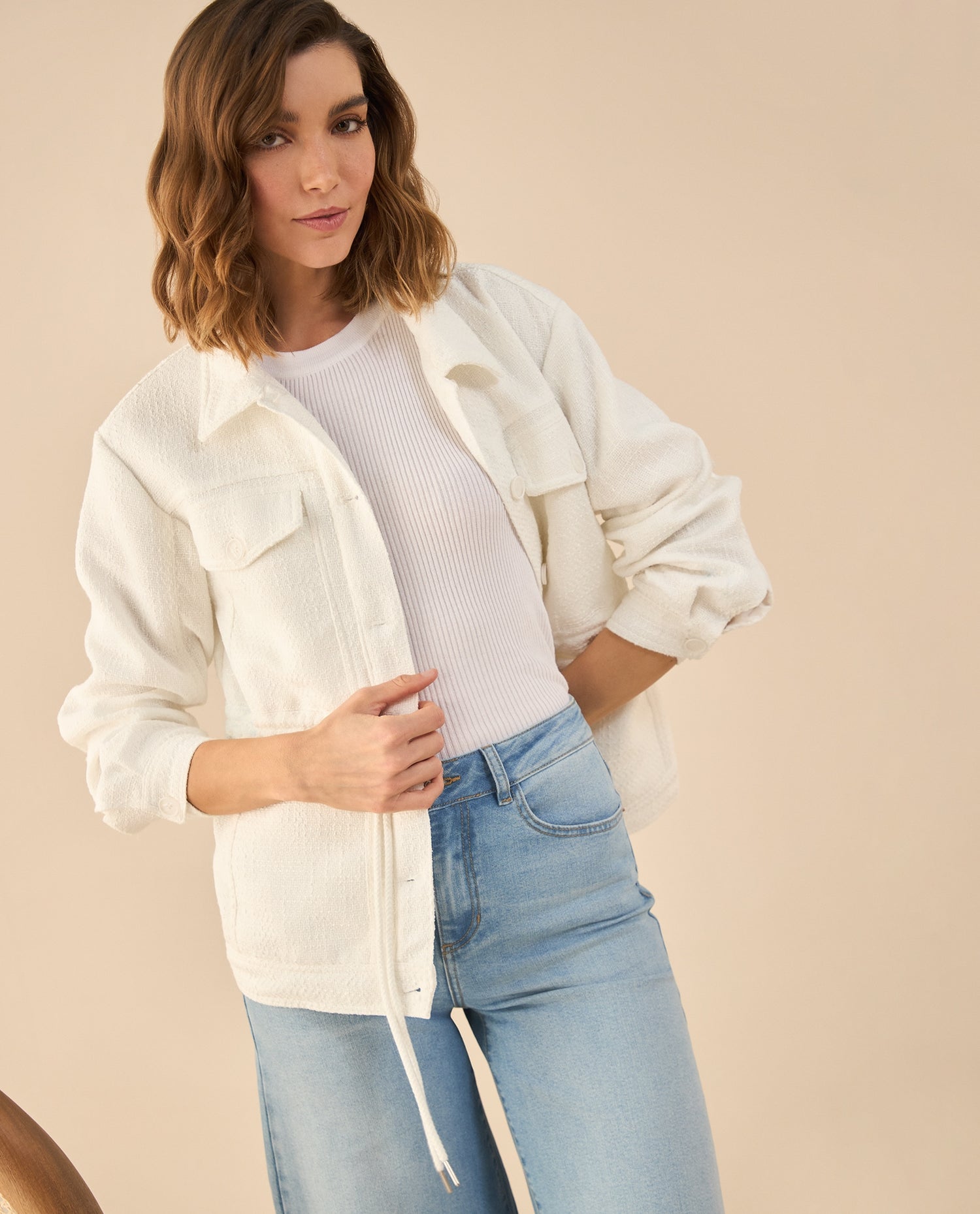 Chaqueta tejida para mujer - Blanco