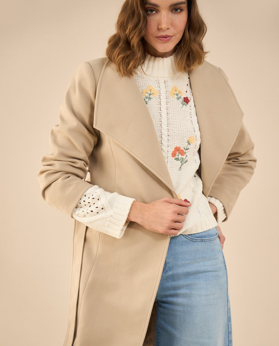 Chaqueta tipo abrigo para mujer - Beige 34_622G221_BEI160806_3