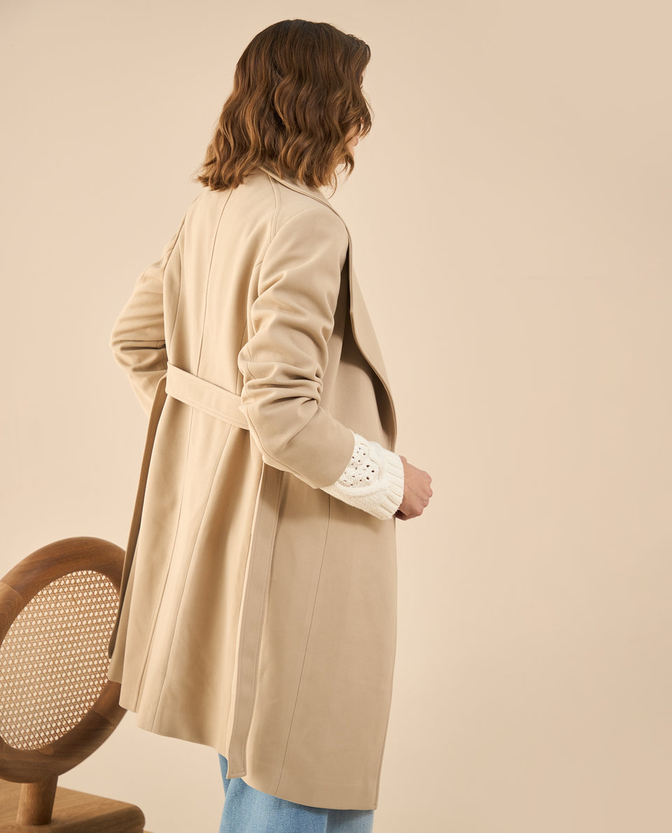Chaqueta tipo abrigo para mujer - Beige 34_622G221_BEI160806_4