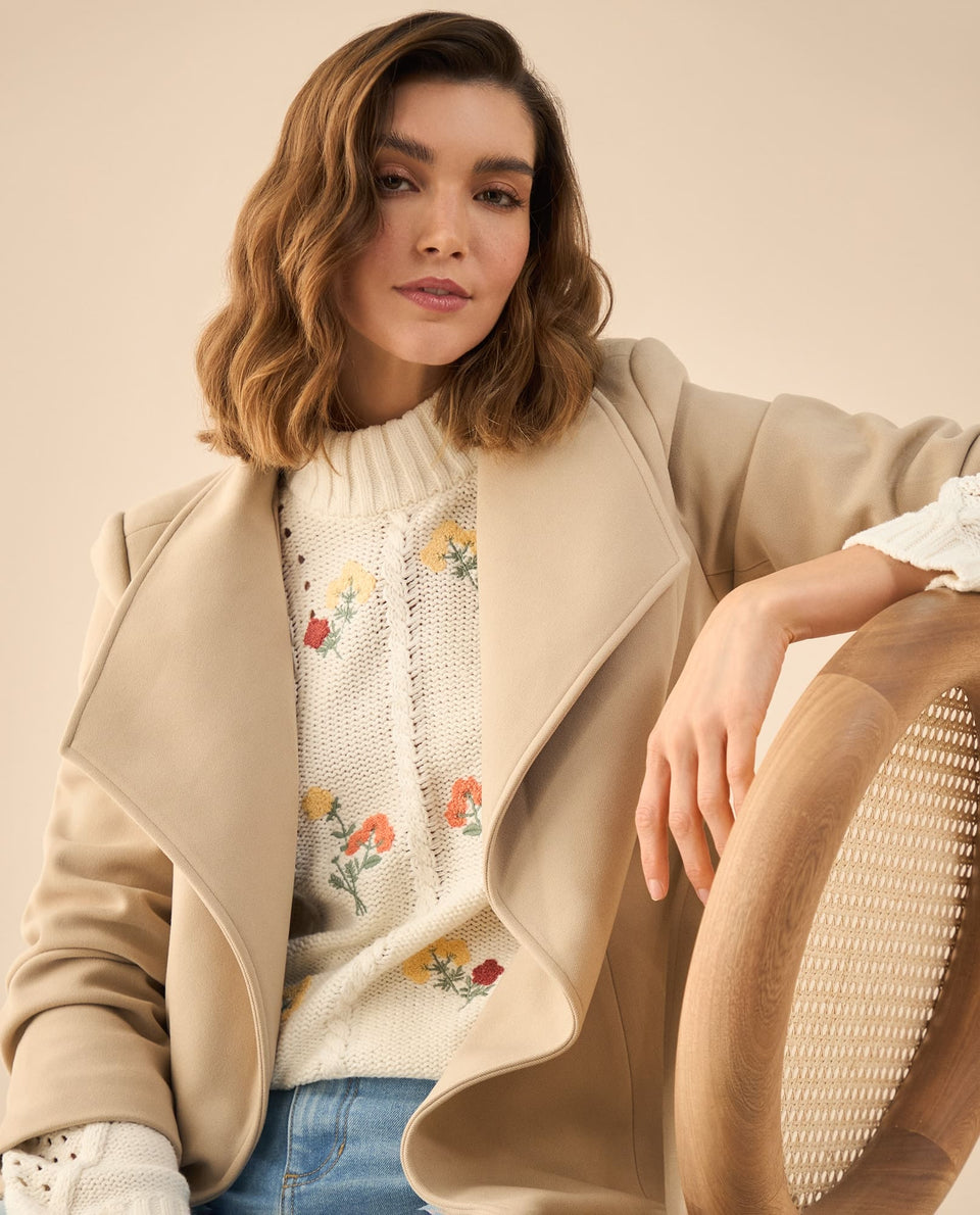 Chaqueta tipo abrigo para mujer - Beige 34_622G221_BEI160806_5