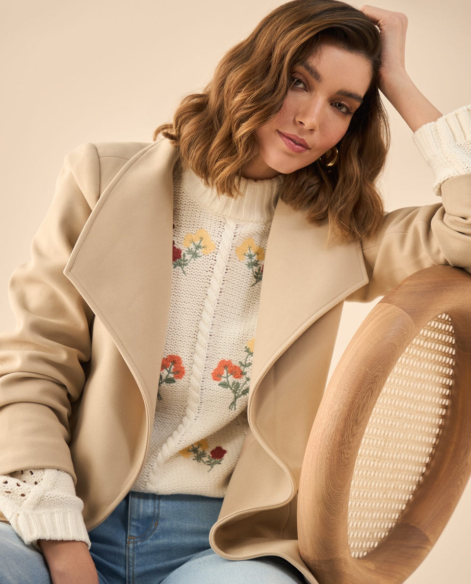 Chaqueta tipo abrigo para mujer - Beige 34_622G221_BEI160806_6