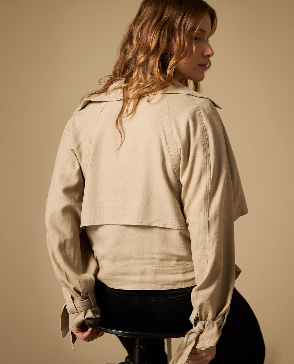 Chaqueta ligera con lazos decorativos en mangas - Beige 34_622H005_BEI161212_5