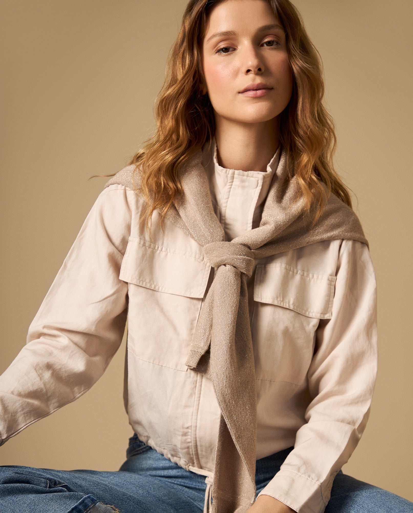 Chaqueta bomber ligera con bolsillos frontales - Crudo 34_622H015_CRU133801_6
