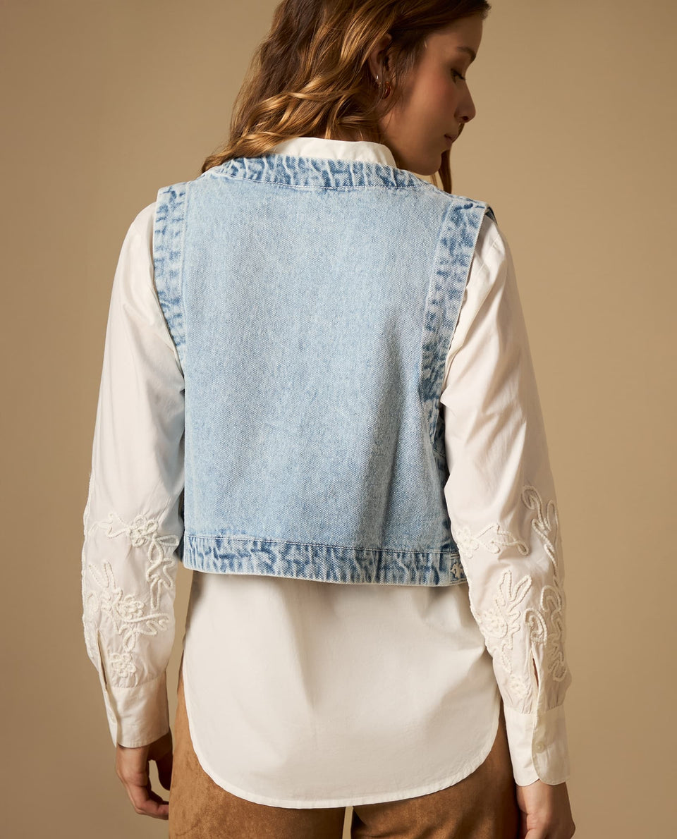 Chaleco corto con estampado floral y bordes con diseño - Azul 34_622H200_AZU144809_5