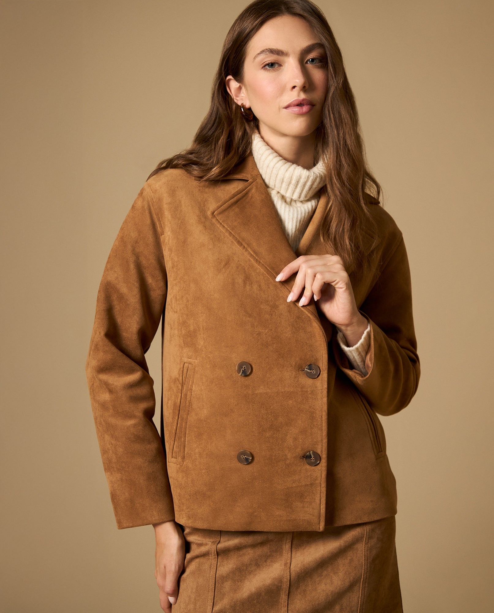 Chaqueta cruzada con botones dobles - Café 34_622H201_CAF171044_0