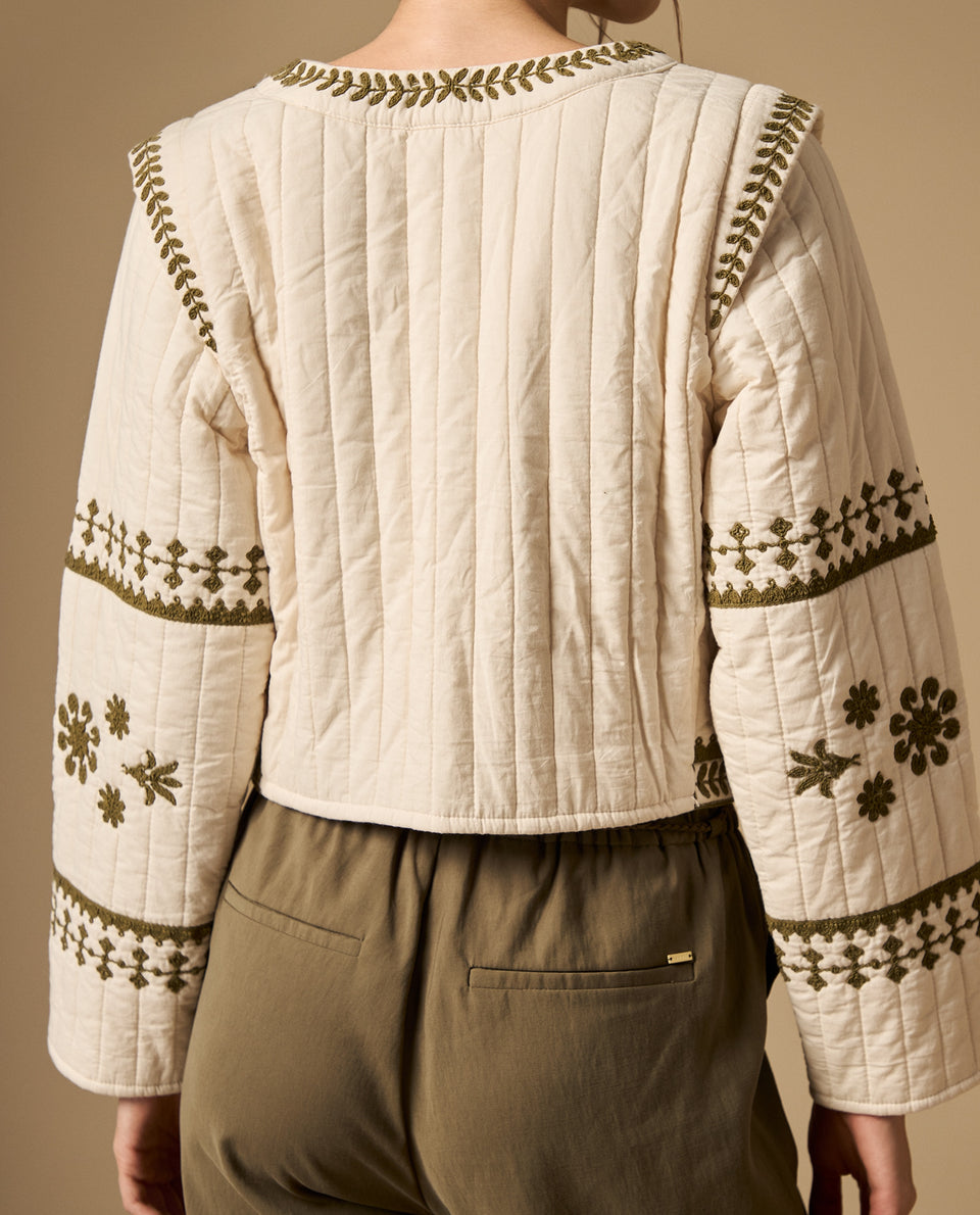 Chaqueta acolchada con bordado floral y bordes con diseño - Crudo 34_622H202_CRU141106_4