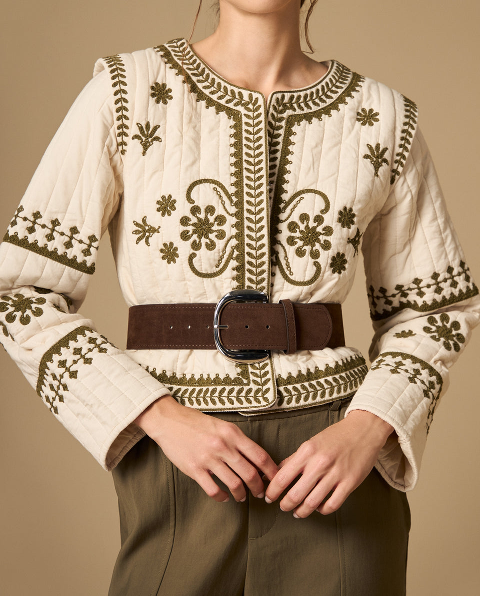 Chaqueta acolchada con bordado floral y bordes con diseño - Crudo 34_622H202_CRU141106_5