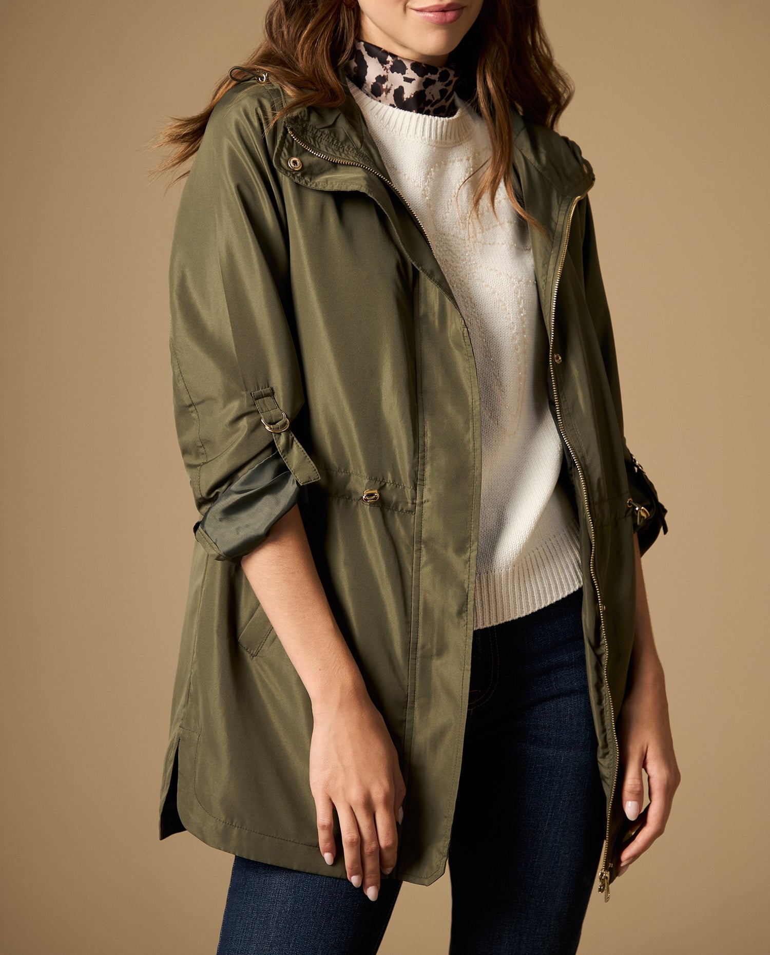 Chaqueta con ajuste en cintura y largo medio - Verde