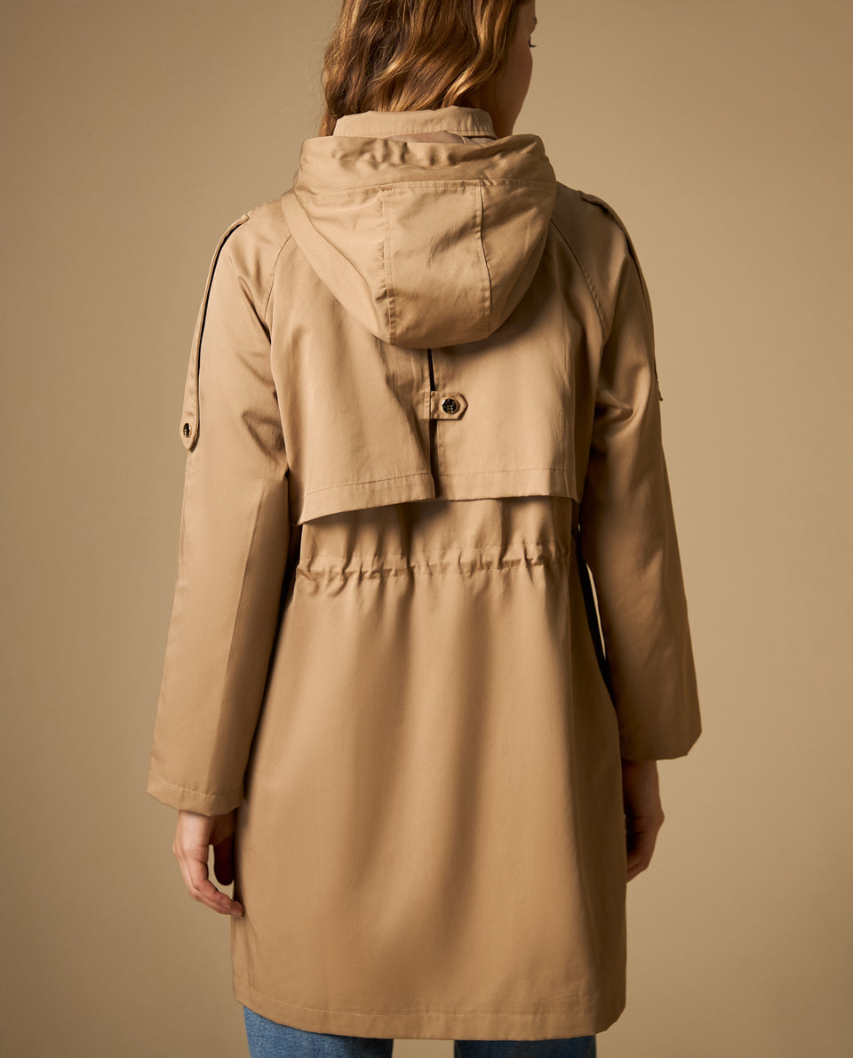 Trench con capucha y ajuste en cintura largo medio - Café 34_622H216_CAF181312_5