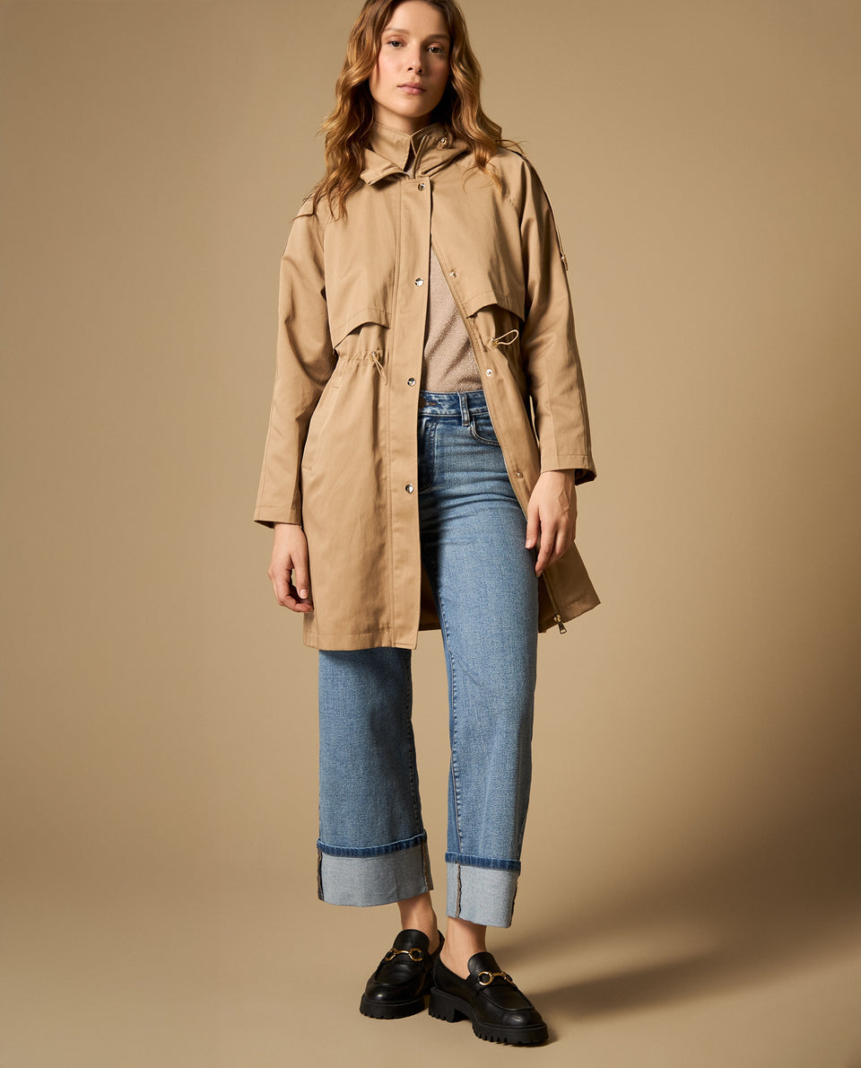 Trench con capucha y ajuste en cintura largo medio - Café 34_622H216_CAF181312_7