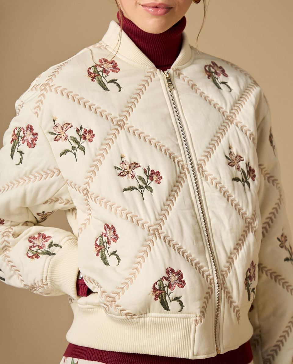Chaqueta bomber bordada con diseño floral - Crudo 34_622H218_CRU114201_3