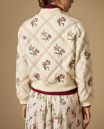 Chaqueta bomber bordada con diseño floral - Crudo