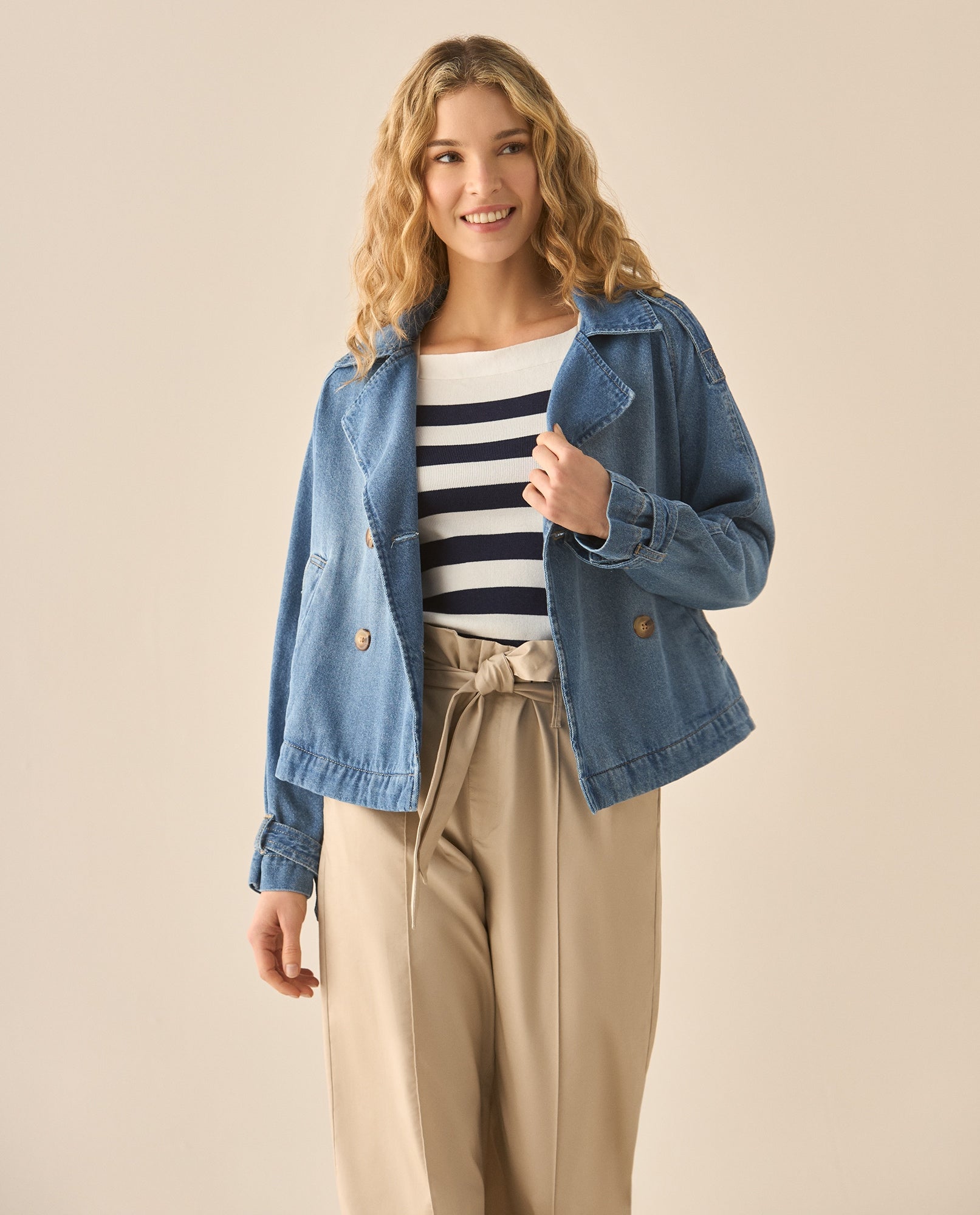 Chaqueta en denim tono medio para mujer - Azul 34_623G002_AZU174027_0