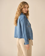 Chaqueta en denim tono medio para mujer - Azul