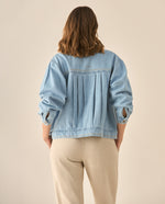 Chaqueta en denim con mini bordados para mujer  - Azul
