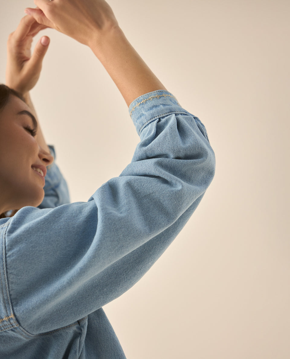 Chaqueta en denim con mini bordados para mujer  - Azul 34_623G005_AZU174027_6