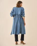 Abrigo en denim tipo trench con cinturón para mujer  - Azul 34_623G012_AZU134110_5