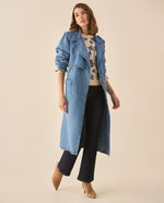 Abrigo en denim tipo trench con cinturón para mujer  - Azul 34_623G012_AZU134110_7