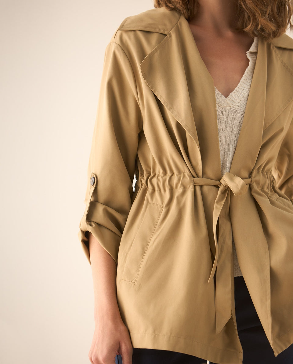 Chaqueta tipo abrigo con cinturón ajustable para mujer - Café 34_623G208_CAF171230_5