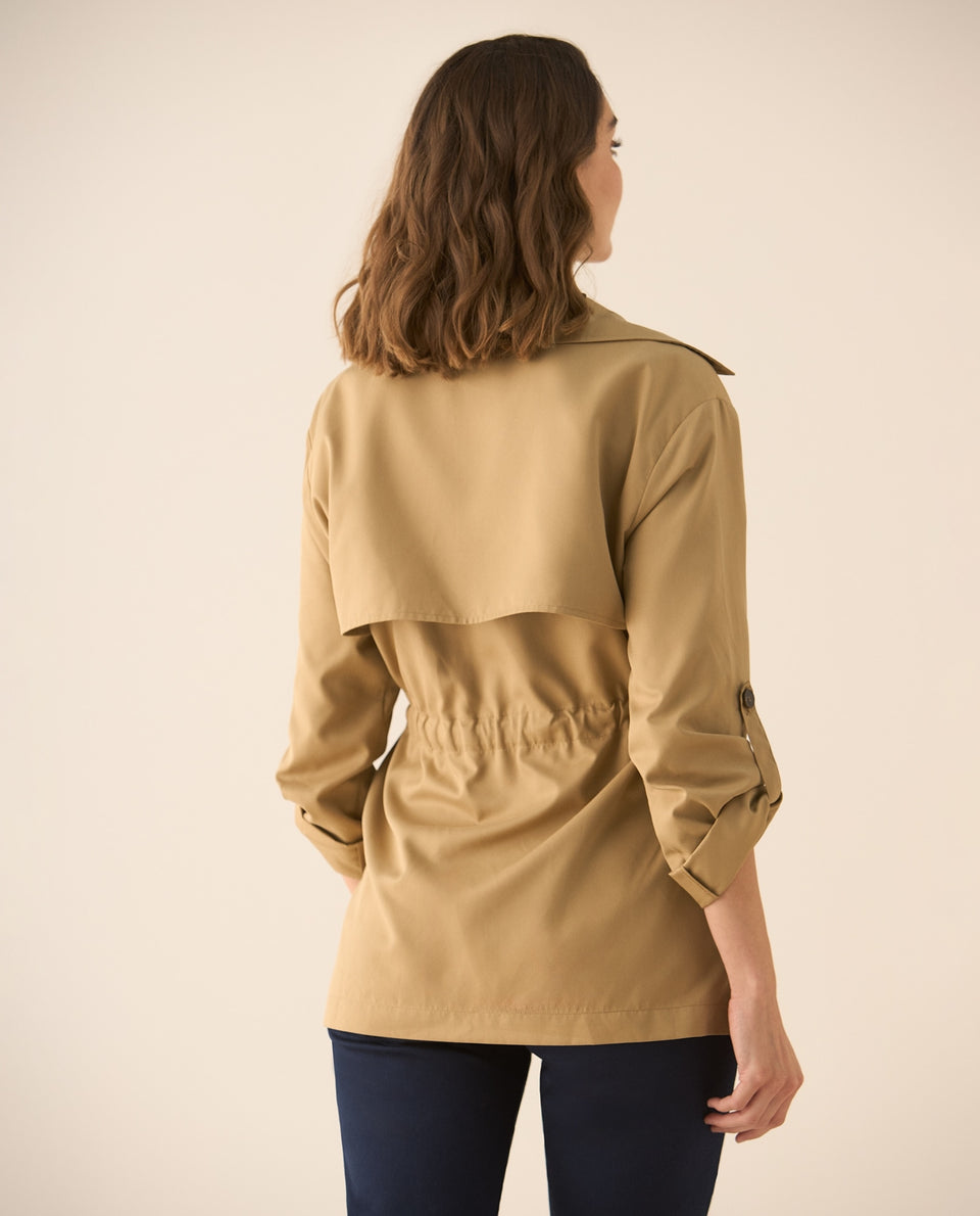 Chaqueta tipo abrigo con cinturón ajustable para mujer - Café 34_623G208_CAF171230_6