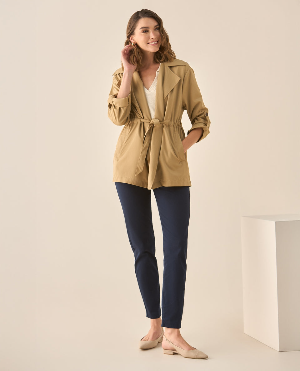 Chaqueta tipo abrigo con cinturón ajustable para mujer - Café 34_623G208_CAF171230_7