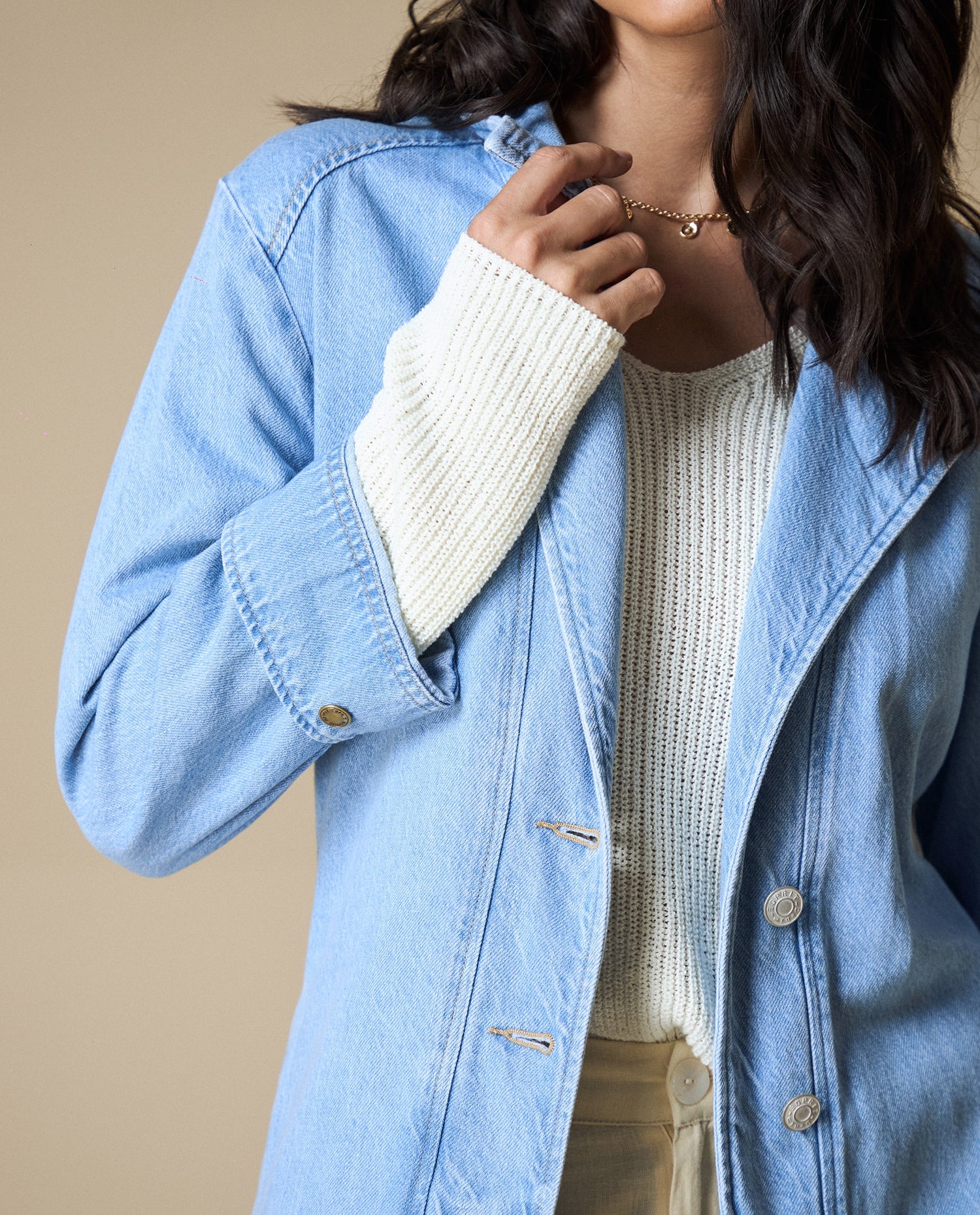 Chaqueta denim ligera mujer - Azul
