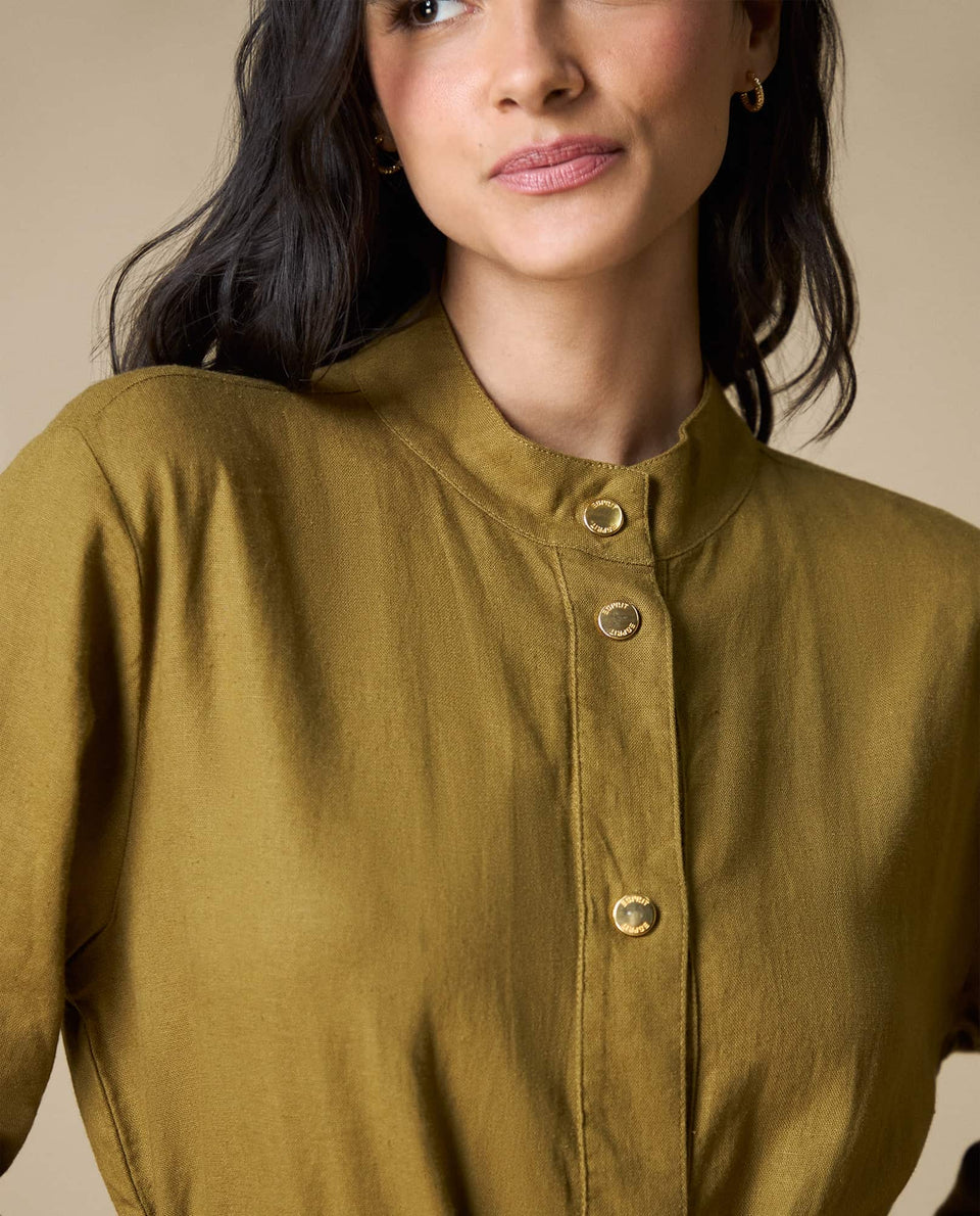 Chaqueta cierre frontal con broches y cintura ajustable - Verde 34_623H010_VER180825_5