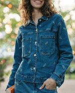 Chaqueta denim bordada Esprit - Azul