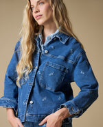 Chaqueta denim bordada Esprit - Azul