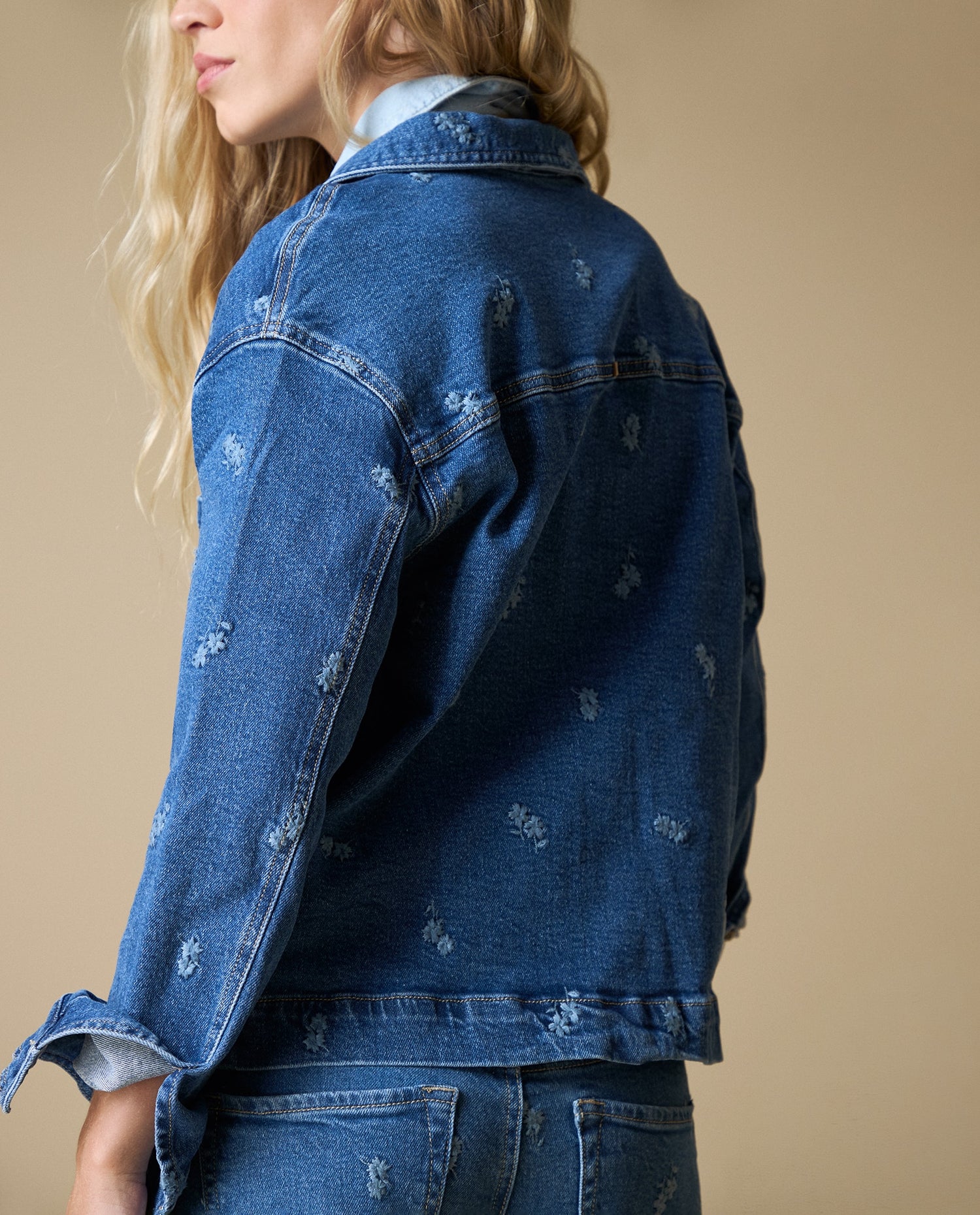 Chaqueta denim bordada Esprit - Azul