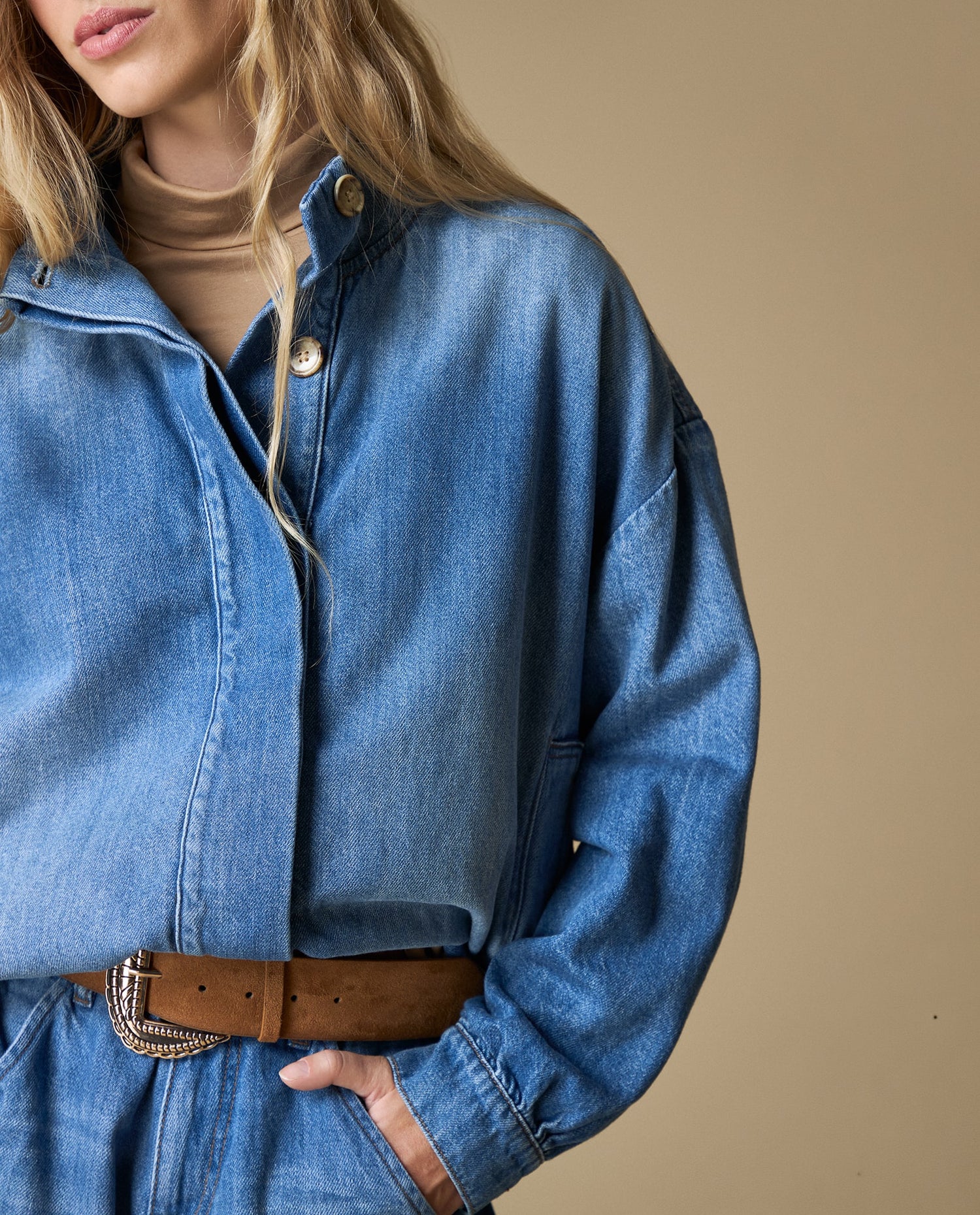 Chaqueta oversize algodón - Azul