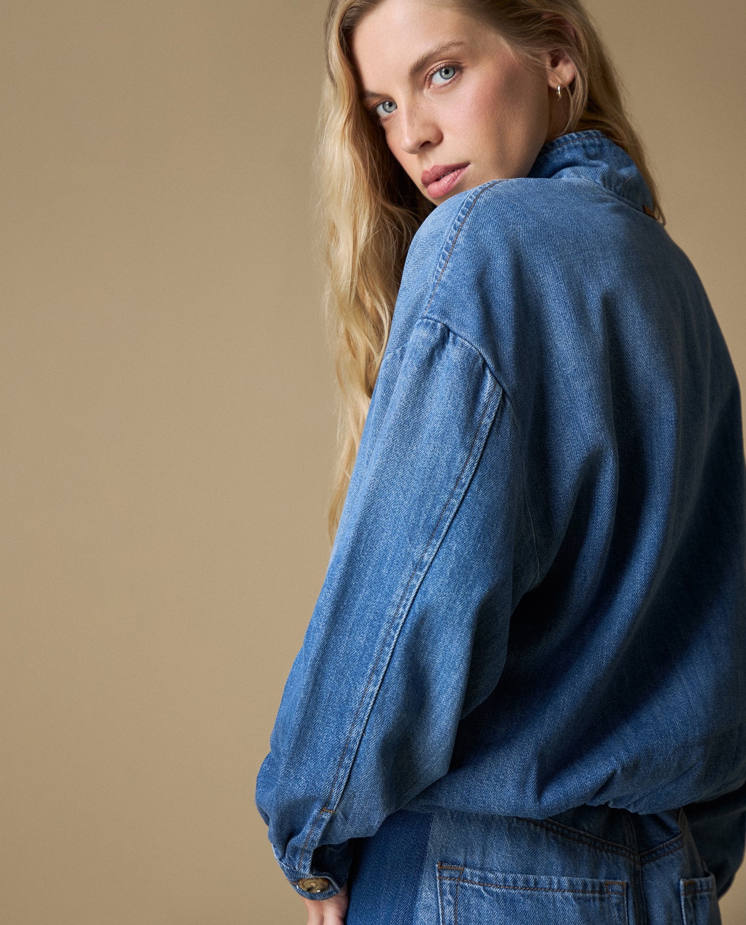 Chaqueta oversize algodón - Azul