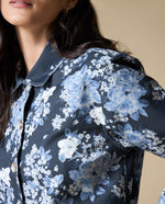 Chaqueta floral azul y blanca - Azul