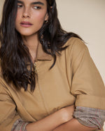 Chaqueta media largo algodón - Beige