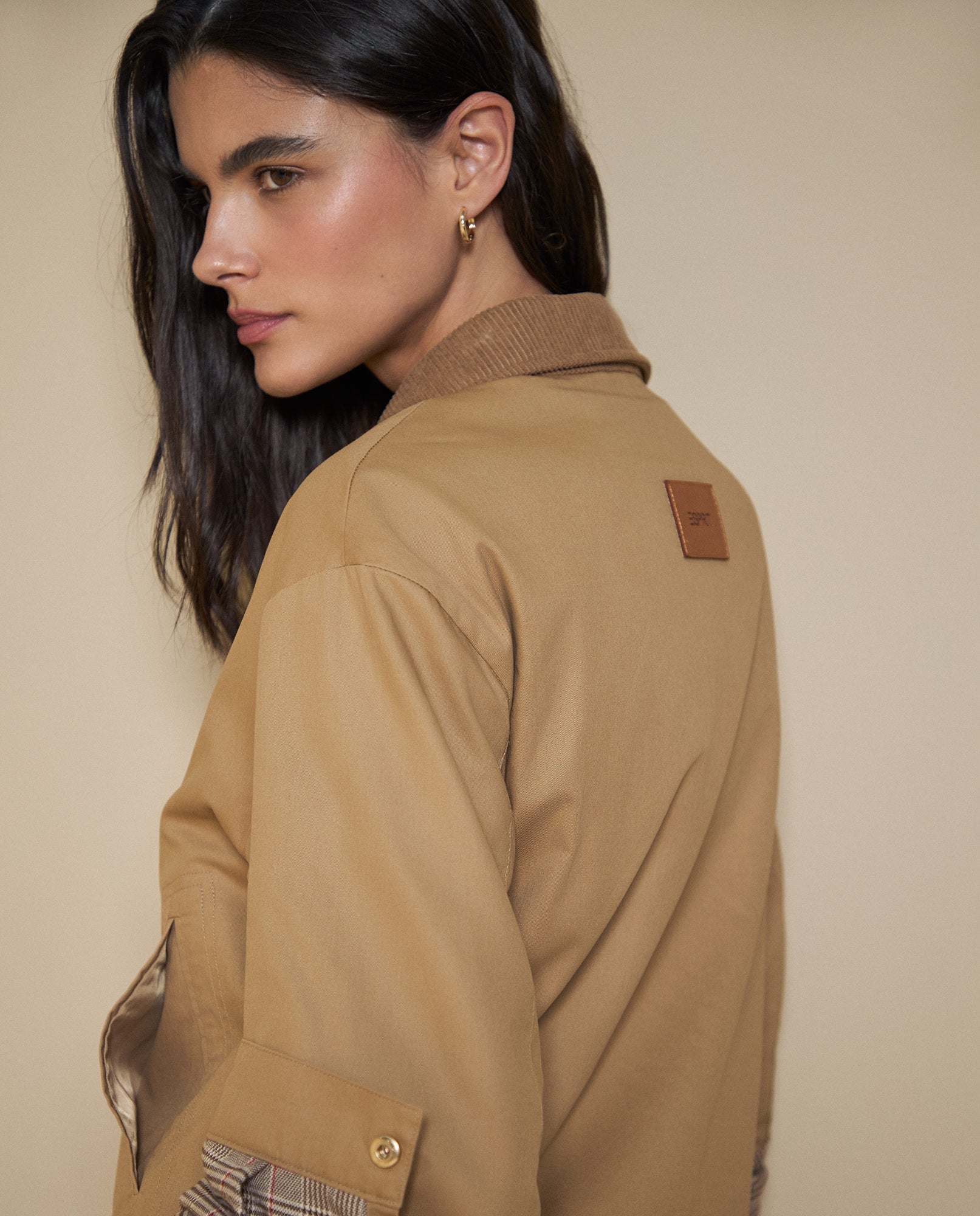 Chaqueta media largo algodón - Beige 34_623H205_BEI161010_5