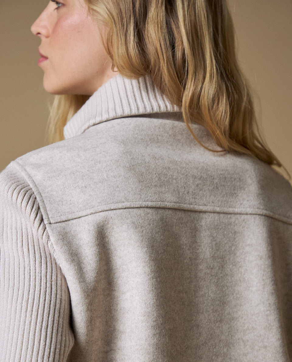 Chaqueta media cremallera central - Beige 34_623H206_BEI161010_4