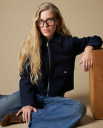 Chaqueta corta con zipper - Azul