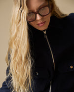 Chaqueta corta con zipper - Azul